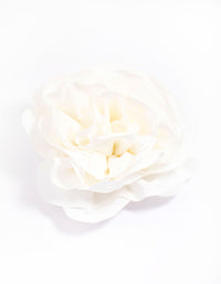 White Fabric Plisse Flower Corsage Clip - link has visual effect only