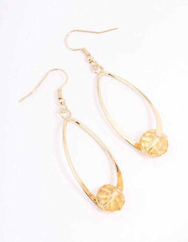 Bronze Twisted Oval Stone Drop Earrings