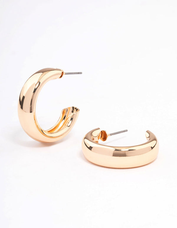 Gold Wide Rectangle Hoop Earrings