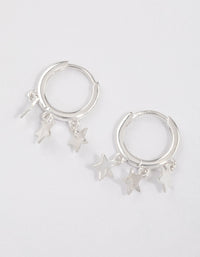 Sterling Silver Trio Star Huggie Earrings - link has visual effect only