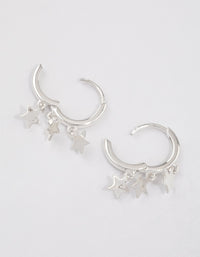 Sterling Silver Trio Star Huggie Earrings - link has visual effect only