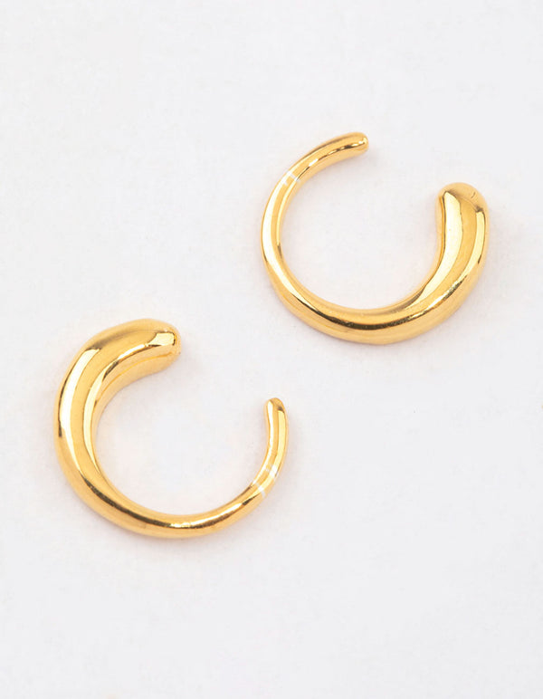 Gold Plated Sterling Silver Calligraphy Hoop Earrings