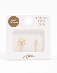 Gold Plated Sterling Silver Flower Chain Stud Earring - link has visual effect only