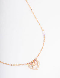 Gold Pearl Heart & Diamante Butterfly Necklace - link has visual effect only