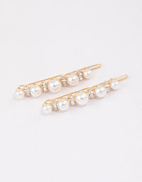 Gold Pearl & Diamante Hair Slide Pack - link has visual effect only