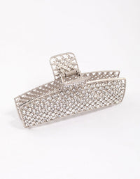 Rhodium Rectangle Diamante Hair Claw Clip - link has visual effect only