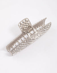 Rhodium Rectangle Diamante Hair Claw Clip - link has visual effect only