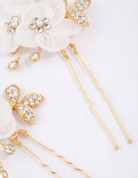 Gold Triple Flower Diamante Hair Pin Pack - link has visual effect only