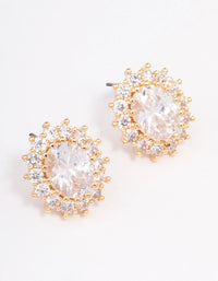 Gold Round Halo Stud Earrings - link has visual effect only