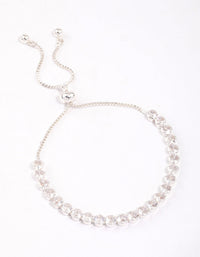 Silver Plated Round Cubic Zirconia Toggle Tennis Bracelet - link has visual effect only