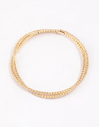 Gold Plated Twisted Cup Chain Wrist Cuff - link has visual effect only