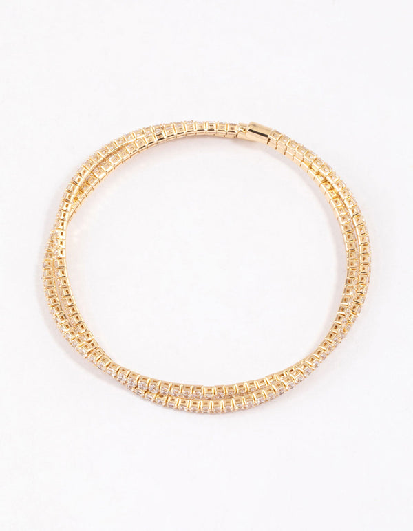 Gold Plated Twisted Cup Chain Wrist Cuff