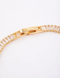 Gold Plated Cubic Zirconia Dainty Baguette Tennis Bracelet - link has visual effect only