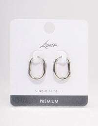 Waterproof Stainless Steel Plain Oval Huggie Hoop Earrings - link has visual effect only