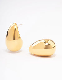 Waterproof Gold Plated Waterproof Stainless Steel Large Teardrop Earrings - link has visual effect only