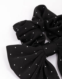 Black Fabric Bow Diamante Hair Scrunchie - link has visual effect only