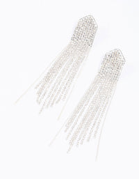 Silver Multi Chain Pointed Drop Earrings - link has visual effect only