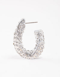 Rhodium Paved Curve Hoop Earrings - link has visual effect only