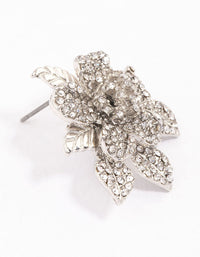 Silver Pave Flower Stud Earrings - link has visual effect only