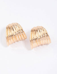 Gold Wide Textured Hoop Earrings - link has visual effect only