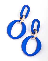 Gold Rubber Coated Link Drop Earrings - link has visual effect only