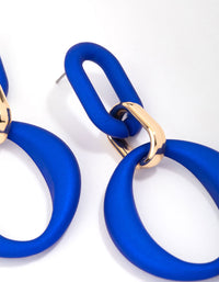 Gold Rubber Coated Link Drop Earrings - link has visual effect only