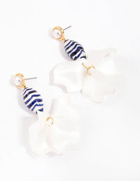 Gold Pearly Petal Drop Earrings - link has visual effect only