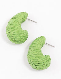 Gold & Green Raffia Chunky Stud Earrings - link has visual effect only