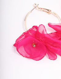 Rose Gold Flower Medium Hoop Earrings - link has visual effect only