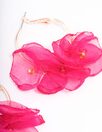 Rose Gold Flower Medium Hoop Earrings - link has visual effect only