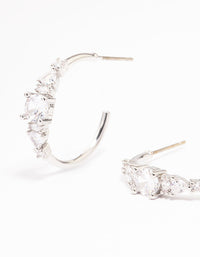 Silver Cubic Zirconia Graduating Hoop Earrings - link has visual effect only