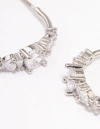 Silver Cubic Zirconia Graduating Hoop Earrings - link has visual effect only