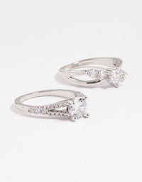 Silver Diagonal Cubic Zirconia Engagement Ring Pack - link has visual effect only