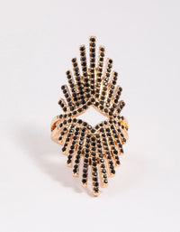 Black Statement Spray Diamante Ring - link has visual effect only