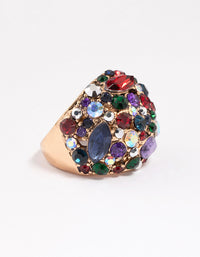 Gold Cluster Diamante Dome Ring - link has visual effect only