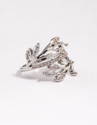 Rhodium Leafy Vine Cubic Zirconia Ring - link has visual effect only