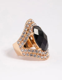 Black Elegant Oval Statement Ring - link has visual effect only