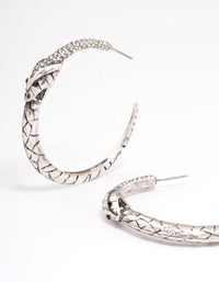 Brushed Silver Snake Textured Hoop Earrings - link has visual effect only