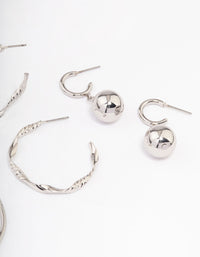 Rhodium Twisted Hoop Earrings Pack - link has visual effect only