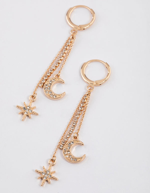 Gold Celestial Cupchain Drop Earrings