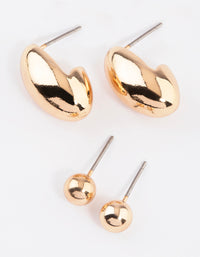 Gold Small Oval Stud Earring Pack - link has visual effect only