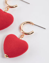 Gold Puffy Fuzzy Heart Drop Earrings - link has visual effect only