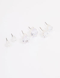 Silver Cubic Zirconia Stud Earrings Pack - link has visual effect only