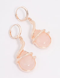 Rose Gold Rose Quartz Snake Wrapped Drop Earrings - link has visual effect only