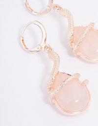 Rose Gold Rose Quartz Snake Wrapped Drop Earrings - link has visual effect only