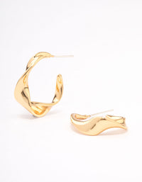 Gold Plated Twisted Small Hoop Earrings - link has visual effect only