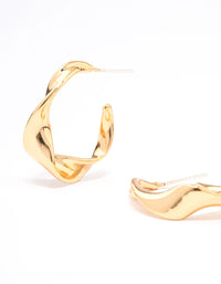 Gold Plated Twisted Small Hoop Earrings - link has visual effect only