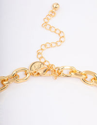 Gold Plated Link T Bar Chain Necklace - link has visual effect only