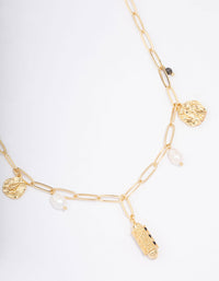 Gold Plated Freshwater Pearl Semi-Precious Charm Necklace - link has visual effect only