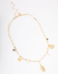 Gold Plated Freshwater Pearl Semi-Precious Charm Necklace - link has visual effect only